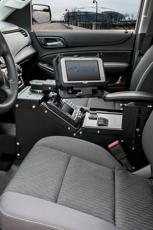Gamber Johnson 7170-0237-04 Chevrolet/GMC Truck and Full-Size SUV Console with Cup Holder, Armrest, Wiring Chase, and Mongoose Motion Attachment Kit
