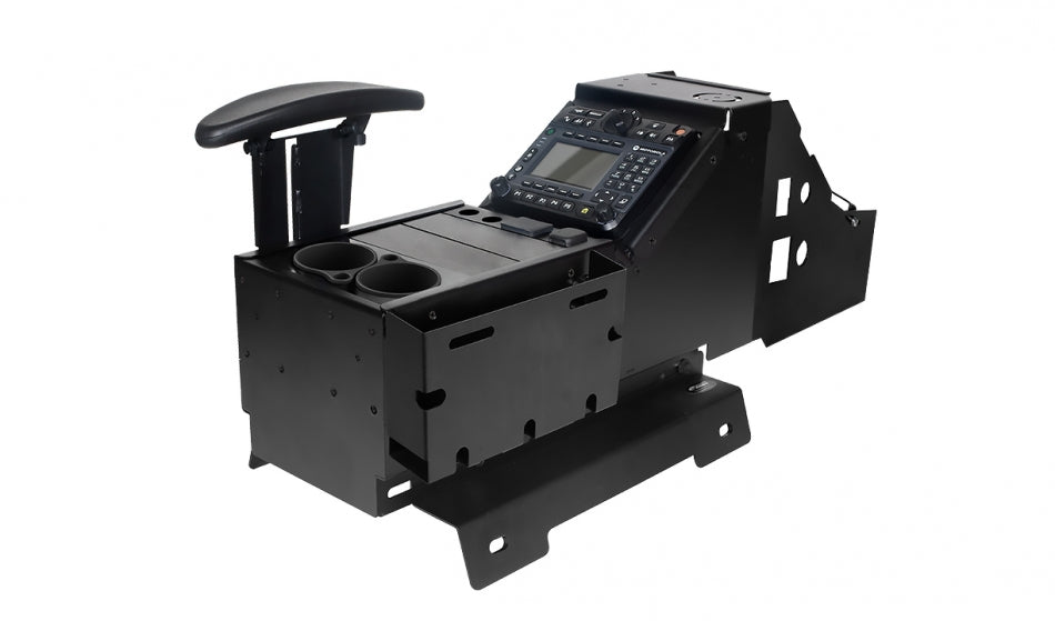 Gamber Johnson 7170-0237-08 Chevrolet/GMC Truck and Full-Size SUV Console with Cup Holder, Armrest, USB/AUX Input Panel, Pocket, and Side Wings Kit