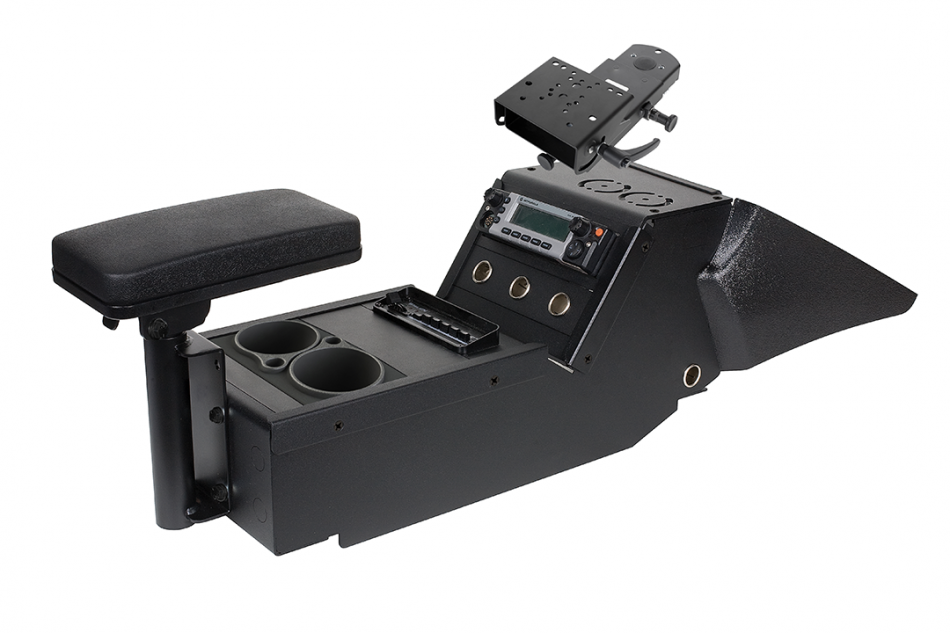 Gamber Johnson 7170-0564-04 2011-2020 Dodge Charger Police Package 10.5" Console Box with Cup Holder, Armrest and Mongoose® Motion Attachment Kit