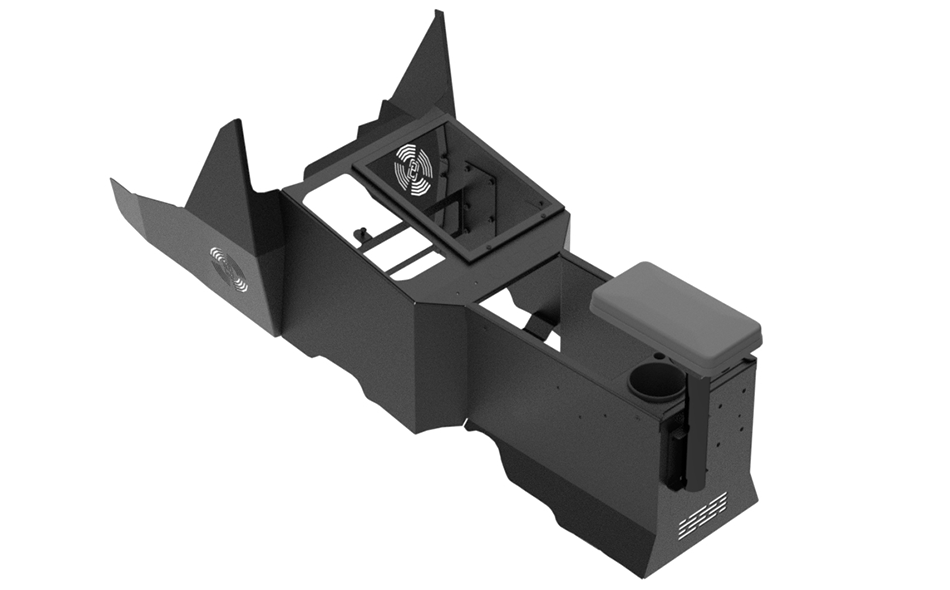 Gamber Johnson 7170-1046-01 2022+ Ford F-150 Lightning Wide-to-Narrow Console Box with Cup Holder and Tall Rear Armrest