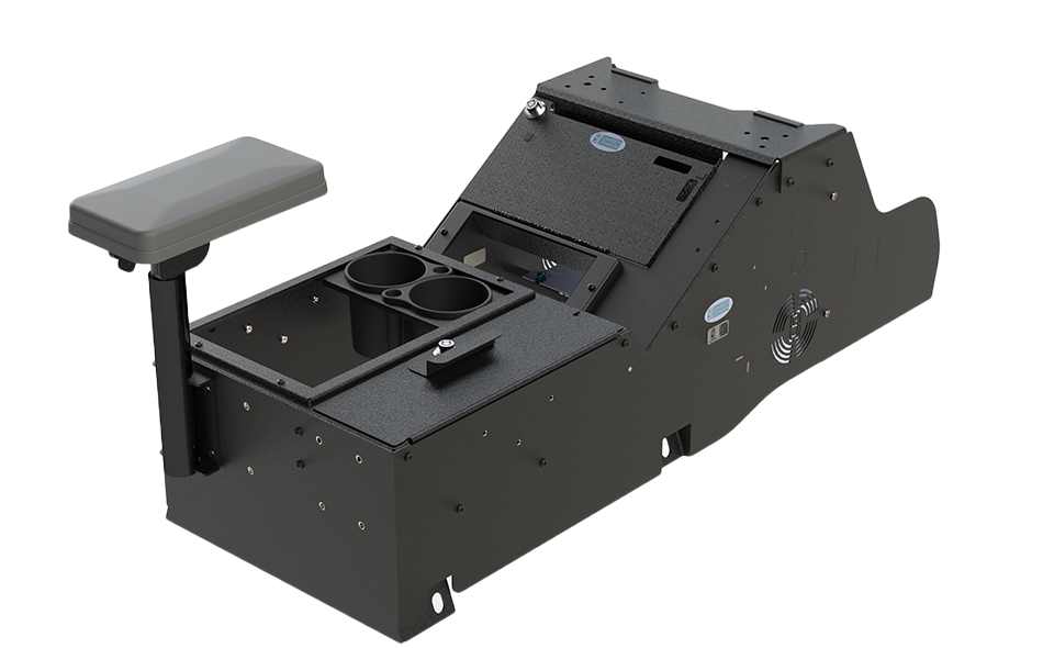 Gamber Johnson 7170-1063-01 2019+ Chevrolet Silverado Wide Body Console Box with Internal Printer Mount, Cup Holder and Tall Rear Armrest