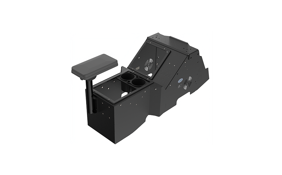 Gamber Johnson 7170-1077-01 2021+ Ford F-150 Wide-To-Narrow Console Box with Cup Holder and Tall Armrest