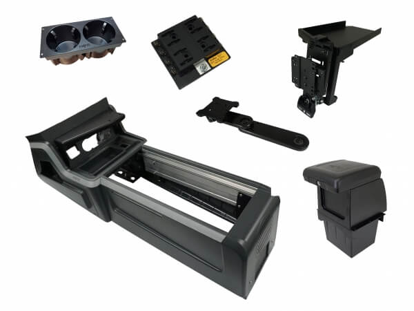 Havis PKG-VSX-1800-INUT-PM-3 Package – VSX Console With Front PocketJet 6 & 7 Printer Mount For Tablet Docking Stations For 2020-2024 Ford Interceptor Utility