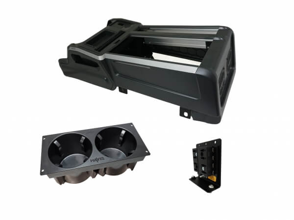 Havis PKG-VSX-1800-TAH-PM Package – Wide VSX Console With Front Printer Mount, Cup Holder And Fuse Block For 2021-2024 Chevrolet Tahoe PPV & SSV