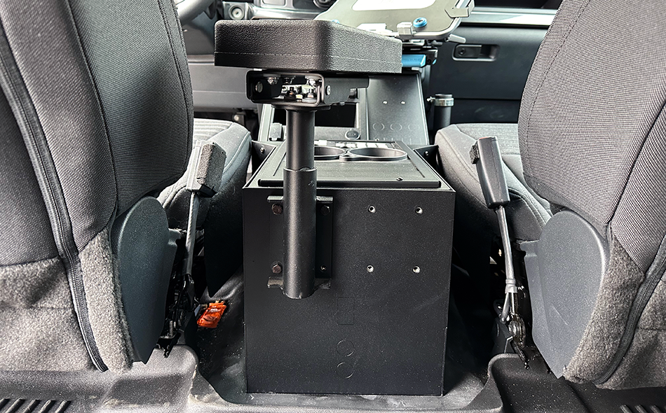 Gamber Johnson 7170-1077-02 2021+ Ford F-150 Wide-To-Narrow Console Box with Cup Holder, Tall Armrest & Mongoose XLE 9"