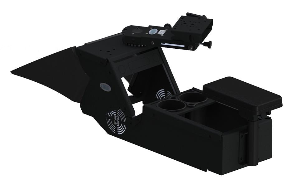 Gamber Johnson 7170-0887-04 2021+ Dodge Charger Console Box Kit with Cup Holder, Rear Armrest, and Mongoose®-9" Locking Slide Arm with Short Clevis