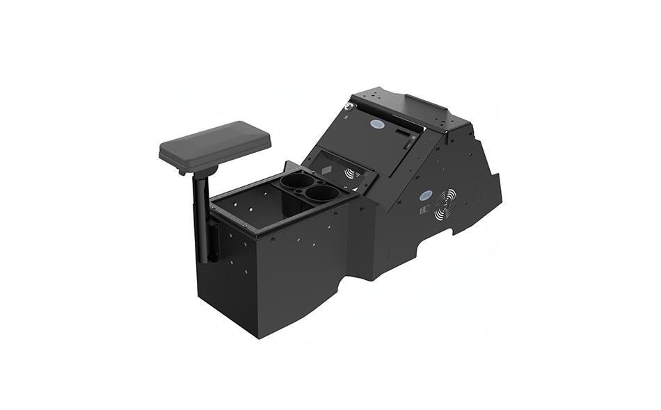 Gamber Johnson 7170-1078-01 2021+ Ford F-150 Wide-To-Narrow Console Box with Printer Mount, Cup Holder & Tall Armrest
