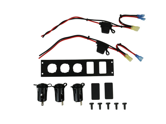 Havis C-LP3-BL2 Console Accessory Bracket Kit With 3 Lighter Plug Outlets And 2 Blanks For Rectangular Accessories