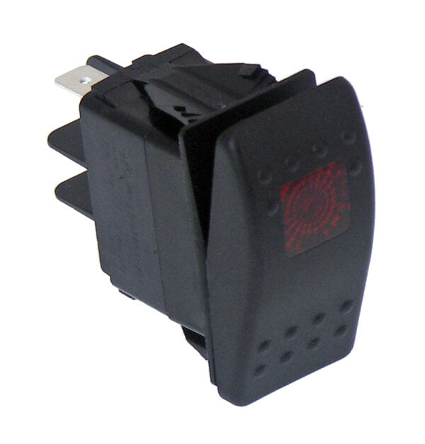 Havis C-SW-1 Black Paddle Type Rocker Switch, LED Pilot Light, 20 Amps, 12 Volt, On/Off 3 Prong